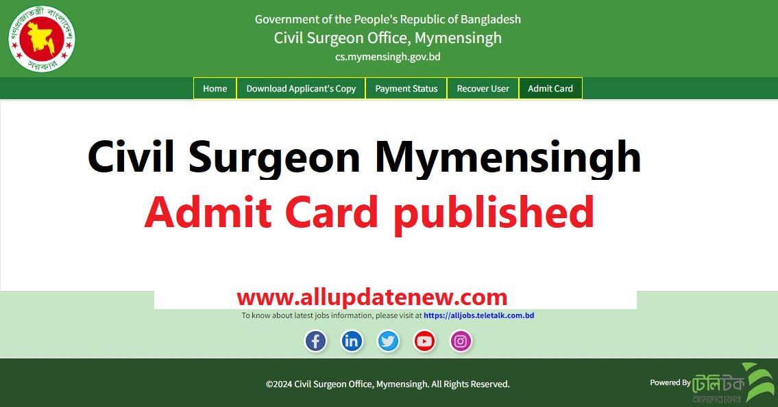 Civil Surgeon Mymensingh Admit Card 2024